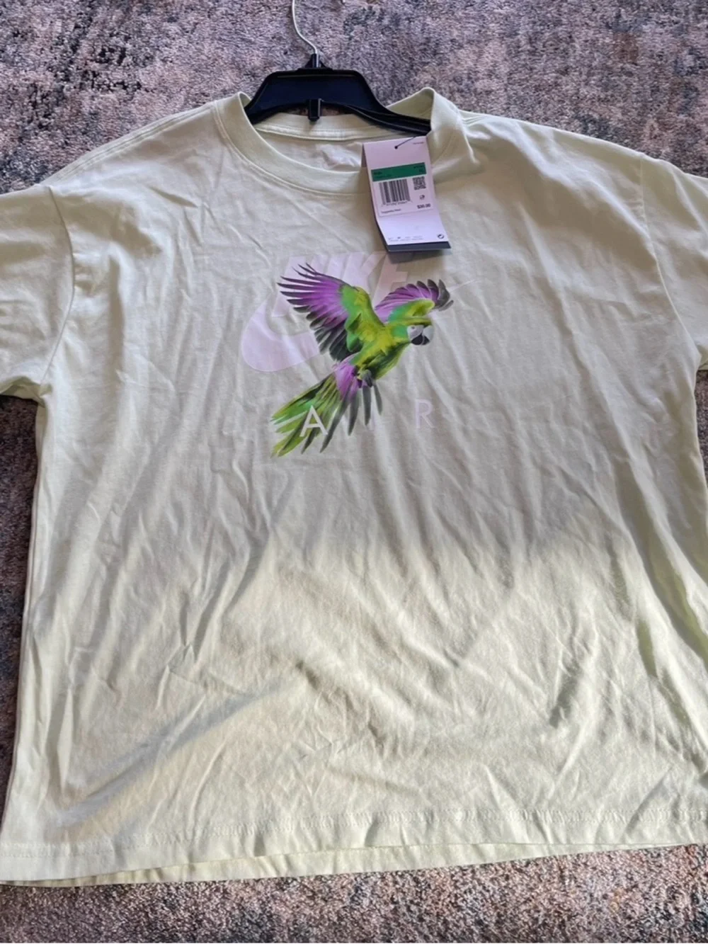 Kids Nike Air Parrot Graphic Tee - Light Yellow with Green & Purple